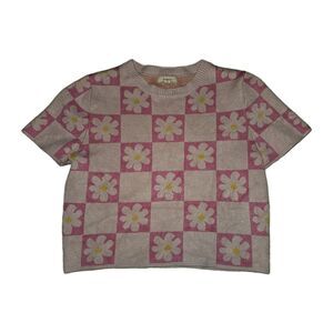 Debut Valentine's Daisy Crop Top Patchwork Floral Womens Size Medium Cottagecore